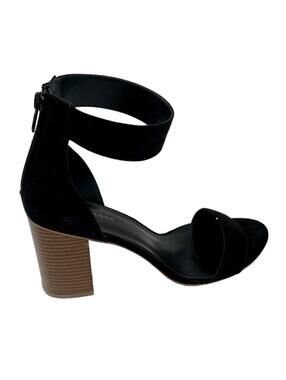 New Look Women's Size 9 Black Suede Ankle Strap 3" Block Heel